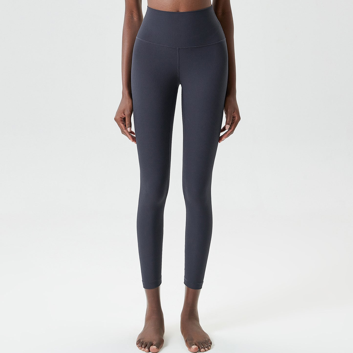 Sunken Stripe Dense Support Yoga Pants Charcoal Blue Gray