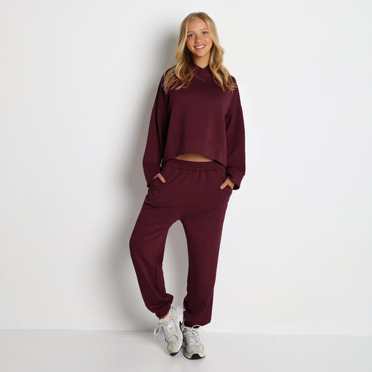 Retro Hooded Pullover Sweatshirt Sweatpants Sports Fitness Yoga Wear Casual Two Piece Set