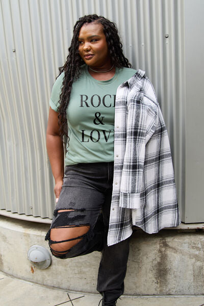 Full Size ROCK & LOVE Short Sleeve T-Shirt