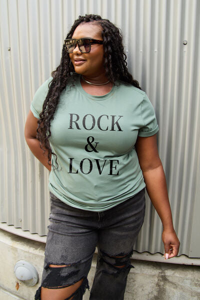 Full Size ROCK & LOVE Short Sleeve T-Shirt