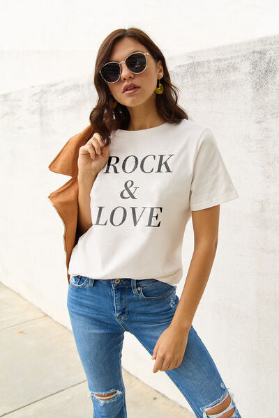 Full Size ROCK & LOVE Short Sleeve T-Shirt