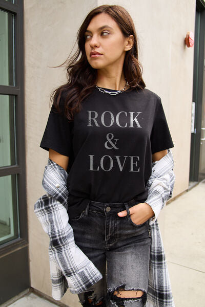 Full Size ROCK & LOVE Short Sleeve T-Shirt
