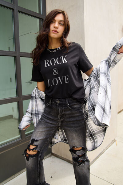 Full Size ROCK & LOVE Short Sleeve T-Shirt