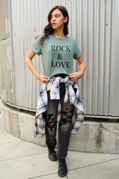 Full Size ROCK & LOVE Short Sleeve T-Shirt
