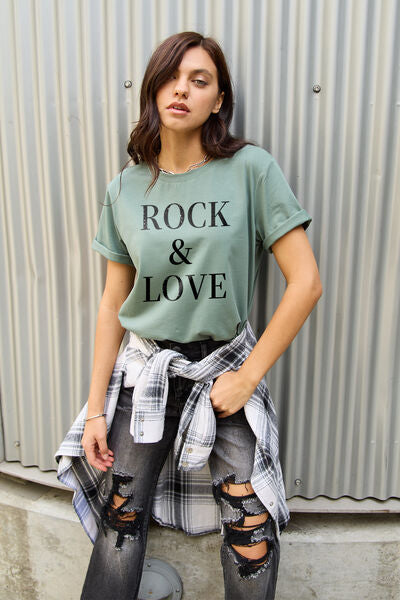 Full Size ROCK & LOVE Short Sleeve T-Shirt