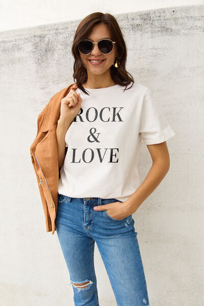 Full Size ROCK & LOVE Short Sleeve T-Shirt