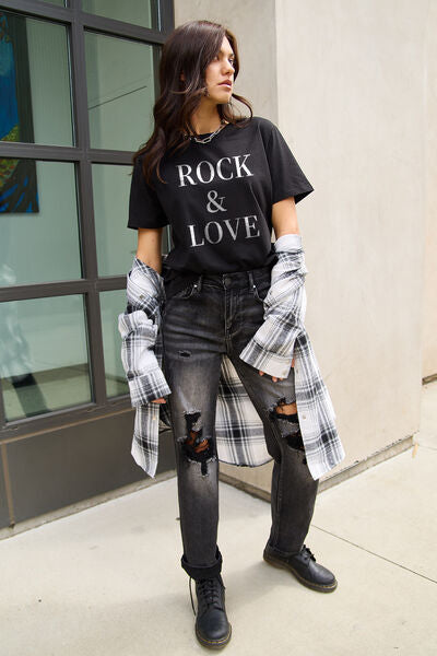 Full Size ROCK & LOVE Short Sleeve T-Shirt