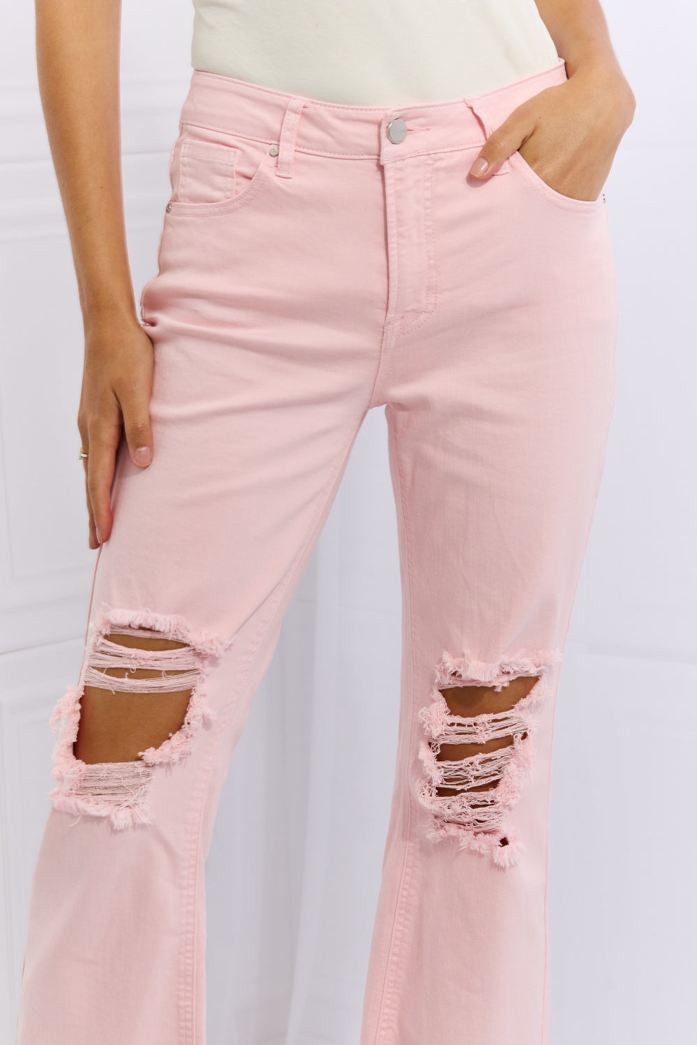 Full Size Distressed Ankle Flare Jeans