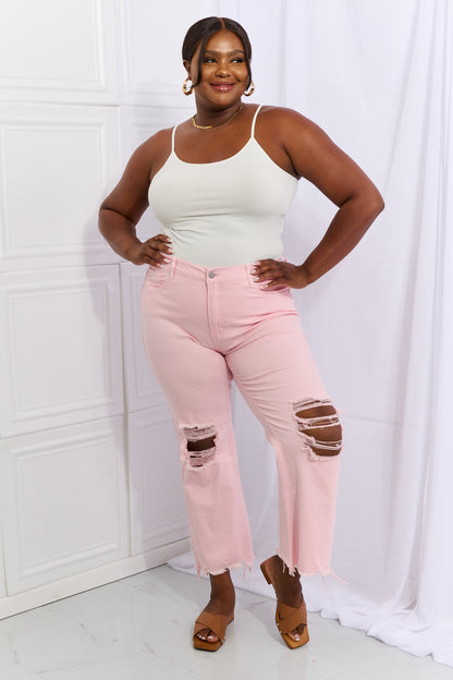 Full Size Distressed Ankle Flare Jeans