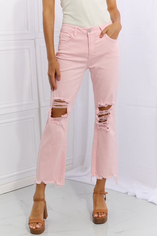 Full Size Distressed Ankle Flare Jeans