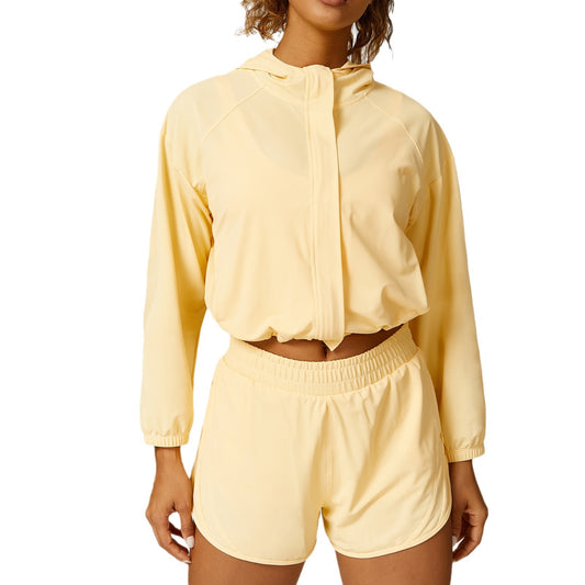 Loose Casual Sports Jacket Workout Clothes Outdoor Running Cycling Sports Zip Up Shirt Two Piece Set Women