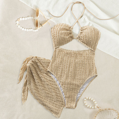 Swimwear One Piece Two Piece Sets Hollow Out Cutout out Tube Top Halter Solid Color One Piece Swimsuit