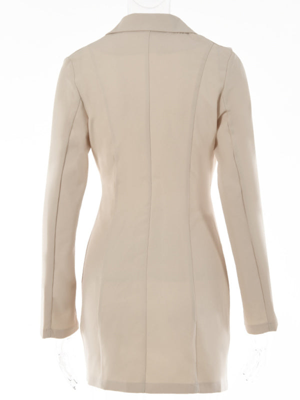 Sexy Fake Two Piece Lapel Long Sleeve Blazer Dress