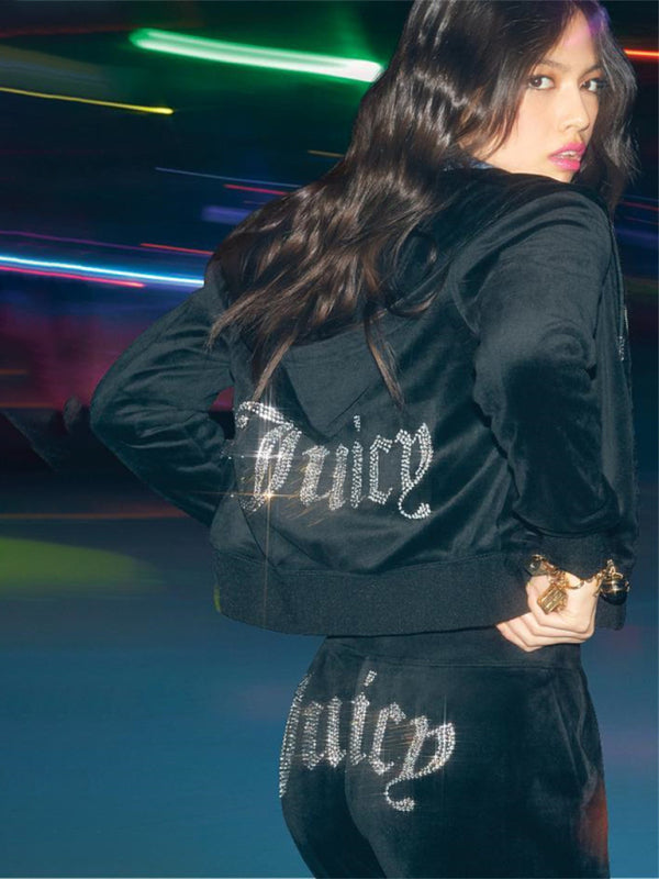 Hot diamond velvet sports leisure  two-piece set