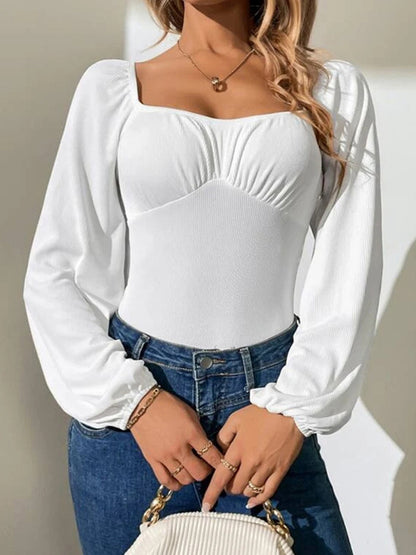 New women's sexy square neck long-sleeved jumpsuit