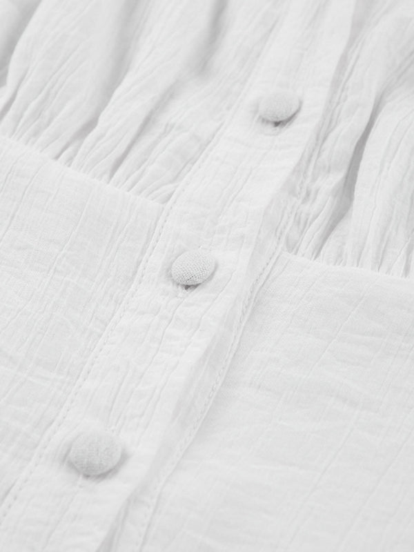 Sexy White V-Neck Ruffle Skirt Tight Sling Dress