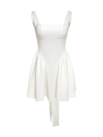 New women's sexy backless strappy bow evening dress