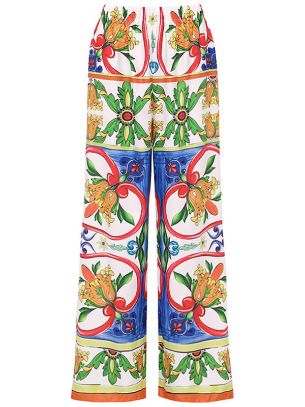 Women's New Ruffled Enamel Print Beach Resort Swimsuit Suit