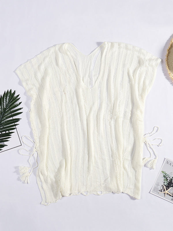 New style hollow knitted sweater, loose bikini top, swimsuit cover-up, beach sun protection clothing