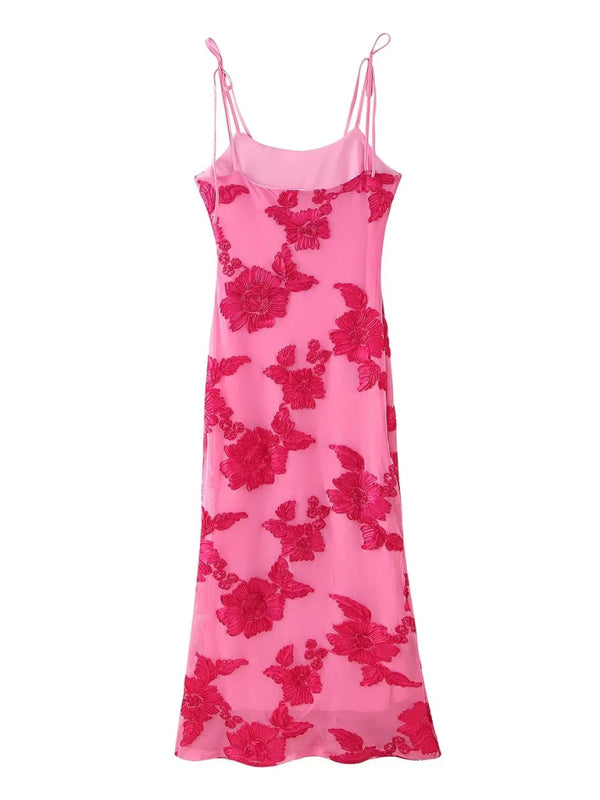 Women's Embroidered Suspender Holiday Dress