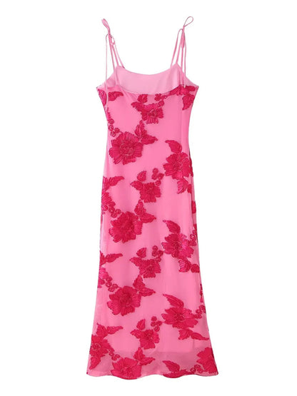 Women's Embroidered Suspender Holiday Dress