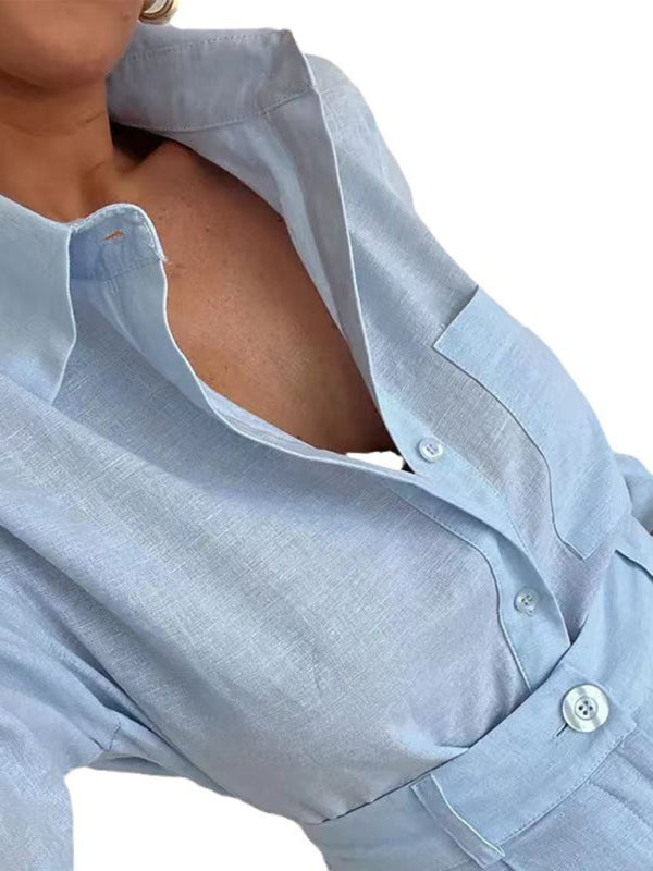 Fashion casual short trousers and long-sleeved shirt set