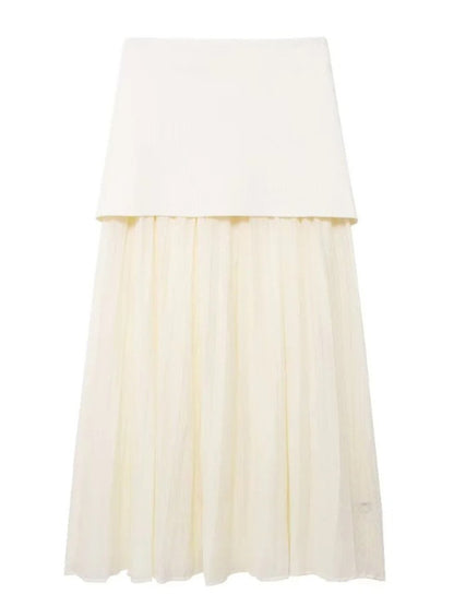 New Fashion Knitted Vest Splicing Pleated Long Skirt Set