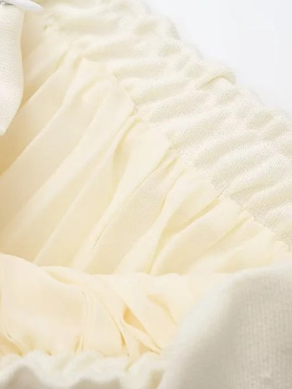 New Fashion Knitted Vest Splicing Pleated Long Skirt Set