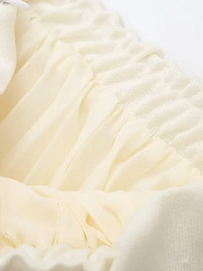 New Fashion Knitted Vest Splicing Pleated Long Skirt Set