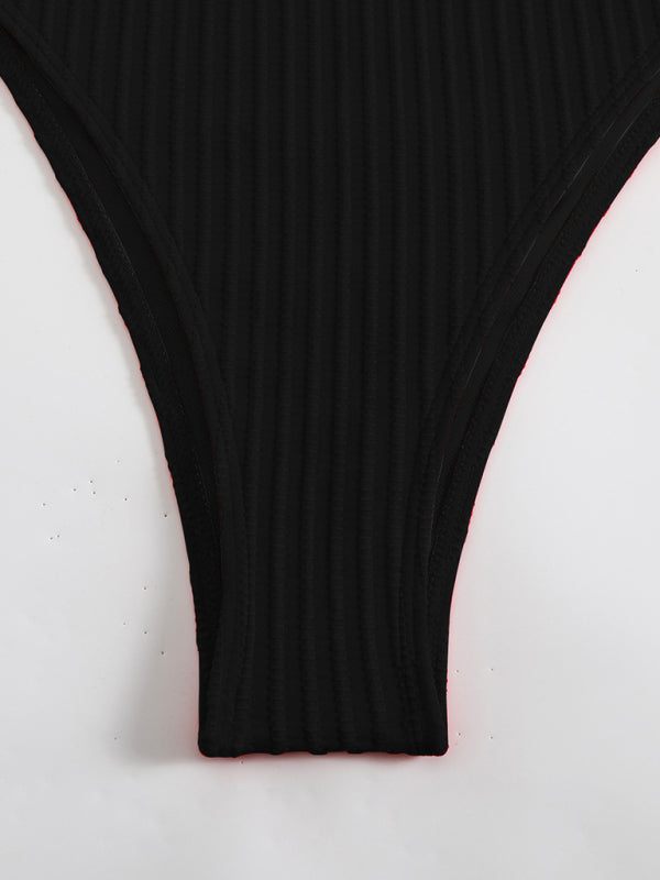 Simple solid color one-piece swimsuit