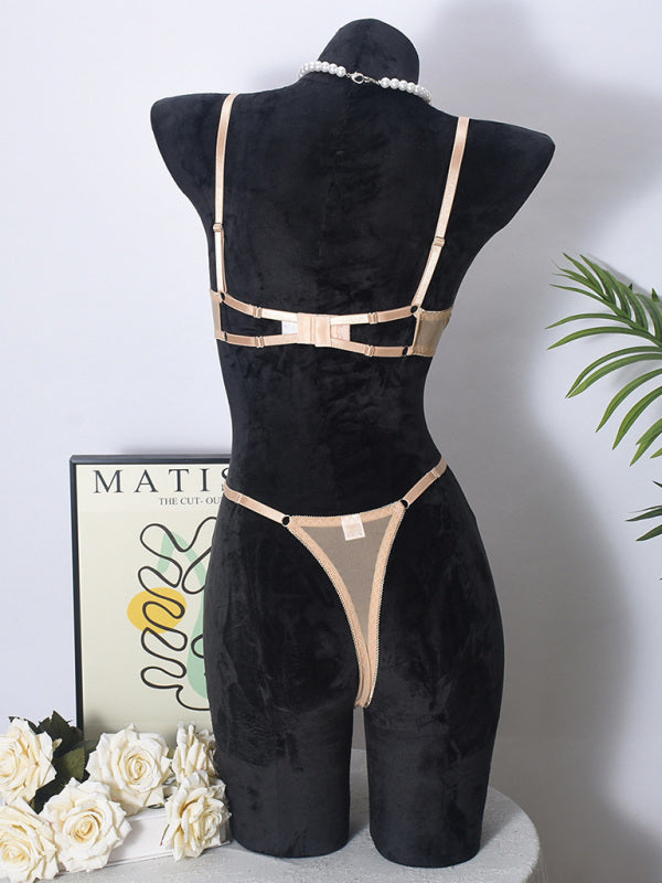 Mesh see-through handmade hot diamond sexy lingerie set