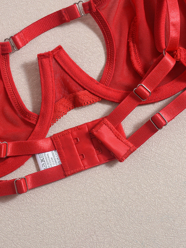 Mesh see-through handmade hot diamond sexy lingerie set