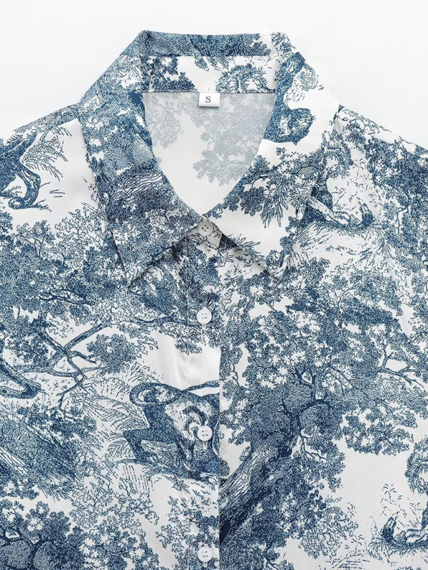 Printed Animal Shirt and Casual Pants Set