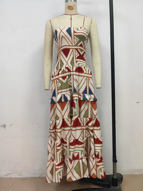 Retro Bohemian Printed Tube Dress