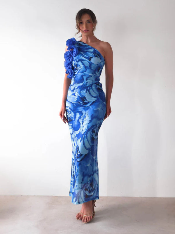 Slim Fit Sleeveless Three-Dimensional Flower Sexy Dress