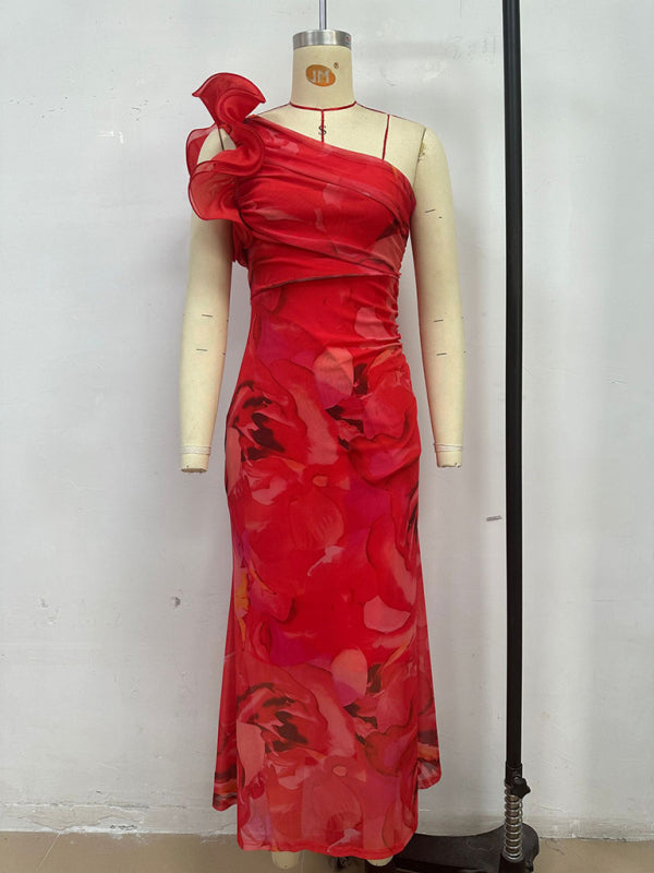 Slim Fit Sleeveless Three-Dimensional Flower Sexy Dress