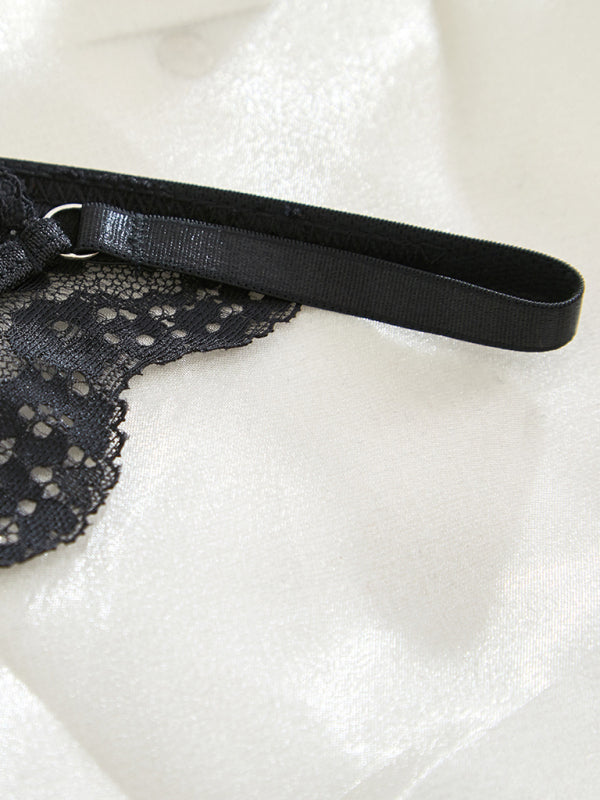 Suspender lace see-through sexy lingerie set