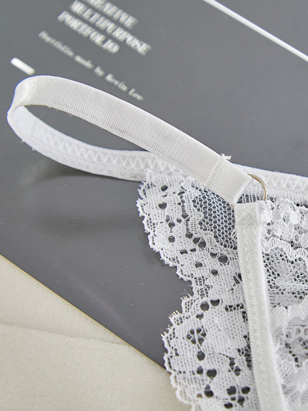 Suspender lace see-through sexy lingerie set