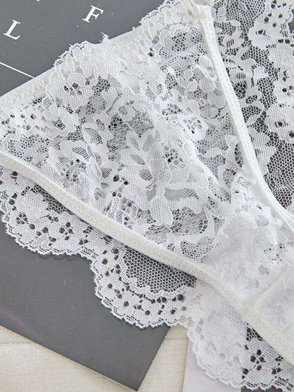 Suspender lace see-through sexy lingerie set