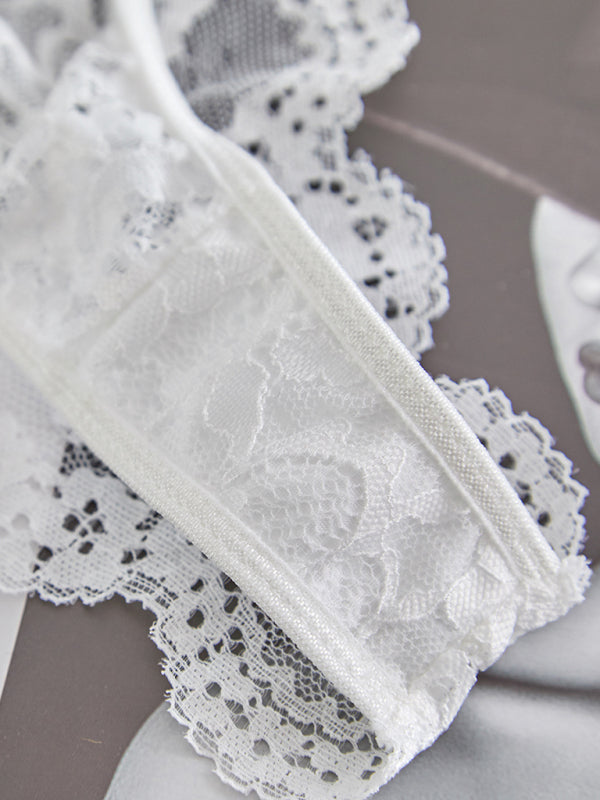 Suspender lace see-through sexy lingerie set