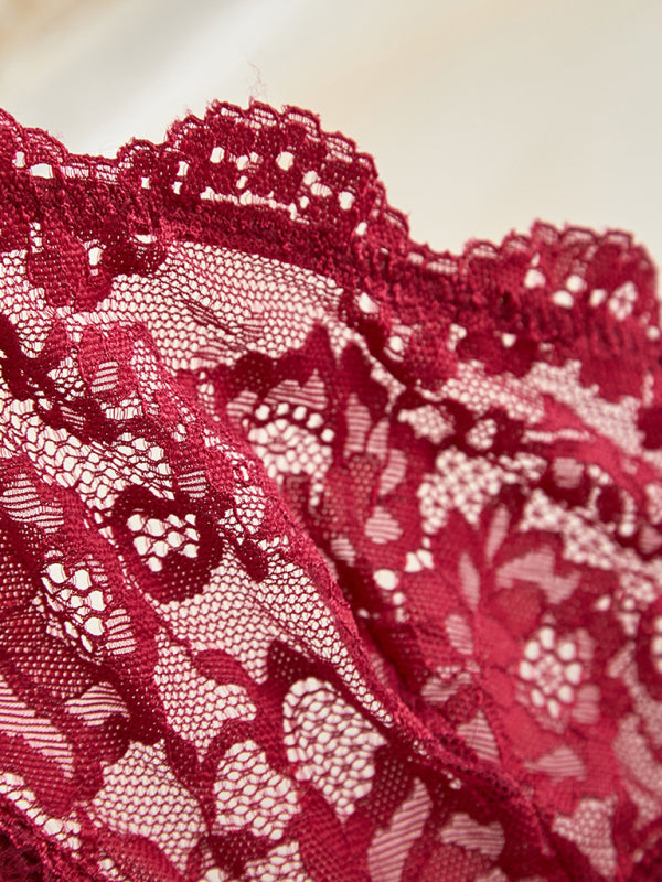 Suspender lace see-through sexy lingerie set